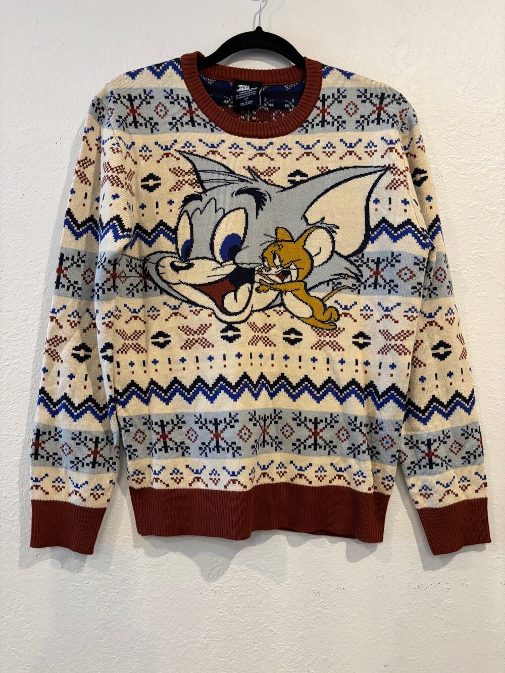 Rare Tom & Jerry Ugly Christmas Sweater Men’s Size S Unisex